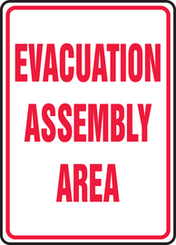 Accuform Signs® 24" X 18" Red/White Aluminum Safety Sign "EVACUATION ASSEMBLY AREA"