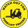 Accuform Signs® 17" Black/Yellow Adhesive Vinyl Slip-Gard™ Floor Sign "WATCH OUT FOR FORKLIFT TRUCKS"