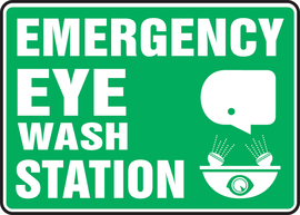 Accuform Signs® 10" X 14" White/Green Plastic Safety Sign "EMERGENCY EYE WASH STATION"