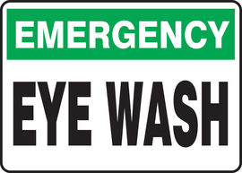 Accuform Signs® 10" X 14" White/Green/Black Aluminum Safety Sign "EMERGENCY EYE WASH"