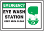 Accuform Signs® 7" X 10" Green/Black/White Adhesive Vinyl Safety Sign "EMERGENCY EYE WASH STATION KEEP AREA CLEAR"