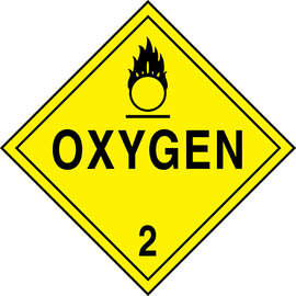 Accuform Signs® 10 3/4" X 10 3/4" Black/Yellow Adhesive Vinyl DOT Placard "OXYGEN HAZARD CLASS 2 (With Graphic)"