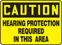 Accuform Signs® 10" X 14" Black/Yellow Aluminum Safety Sign "CAUTION HEARING PROTECTION REQUIRED IN THIS AREA"