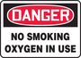 Accuform Signs® 10" X 14" Red/Black/White Adhesive Vinyl Safety Sign "DANGER NO SMOKING OXYGEN IN USE"