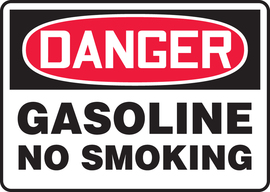 Accuform Signs® 10" X 14" Red/Black/White Aluminum Safety Sign "DANGER GASOLINE NO SMOKING"