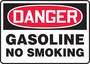 Accuform Signs® 7" X 10" Red/Black/White Adhesive Vinyl Safety Sign "DANGER GASOLINE NO SMOKING"