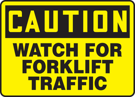 Accuform Signs® 10" X 14" Black/Yellow Plastic Safety Sign "CAUTION WATCH FOR FORKLIFT TRAFFIC"