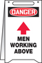 Accuform Signs® 20" X 12" Red/Black/White Plastic Fold-Ups® Floor Sign "DANGER MEN WORKING ABOVE"