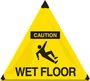 Accuform Signs® 18" X 18" Black/Yellow Nylon Handy Cone™ Floor Sign "CAUTION WET FLOOR"