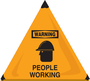 Accuform Signs® 18" X 18" Black/Orange Nylon Handy Cone™ Floor Sign "WARNING PEOPLE WORKING"