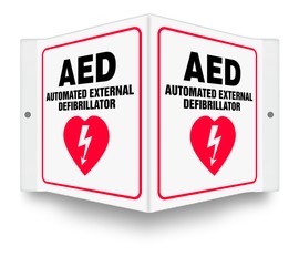 Accuform Signs® 6" X 5" White/Red/Black Plastic Projection™ 3D Projection Sign "AED AUTOMATED EXTERNAL DEFIBRILLATOR"