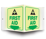 Accuform Signs® 6" X 5" White/Green/Black Glow-In-The-Dark Plastic Projection™ 3D Projection Sign "FIRST AID"