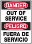Accuform Signs® 14" X 10" Red/Black/White Plastic Bilingual/Safety Sign "DANGER OUT OF SERVICE PELIGRO FUERA DE SERVICIO"