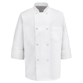 Red Kap® Medium/Regular White Chef Designs® 65% Polyester/35% Cotton Chef Coat With Front Button Closure