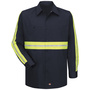 Red Kap® Large/Regular Navy With Yellow/Green Visibility Trim 6 Ounce Cotton Shirt With Button Closure