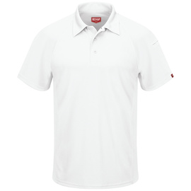 Bulwark Large White Red Kap® 100% Polyester Knit Polo Shirt