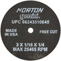 Norton® 3" X 1/16" X 1/4" Gemini® Coarse Grit Aluminum Oxide Type 01/41 Cut Off Wheel