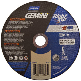 Norton® 7" X .045" X 7/8" Gemini®/RightCut® Medium Grit Aluminum Oxide Portable Type 01/41 Right Angle Cut Off Wheel