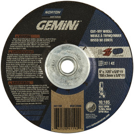 Norton® 6" X .125" X 5/8" - 11 Gemini Extra Coarse Grit Aluminum Oxide Type 27 Cut-Off Wheels