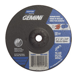 Norton® 4" X 1/4" X 3/8" Gemini® Extra Coarse Grit Aluminum Oxide Type 27 Depressed Center Grinding Wheel