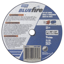 Norton® 4" X 1/16" X 3/8" BlueFire® Coarse Grit Zirconia Alumina Type 01/41 Cut Off Wheel