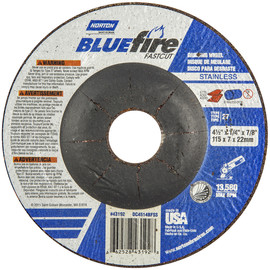 Norton® 4 1/2" X 1/4" X 7/8" BlueFire® INOX/SS Extra Coarse Grit Zirconia Alumina Type 27 Depressed Center Grinding Wheel
