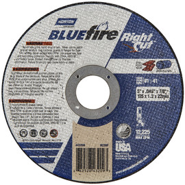 Norton® 5" X 1/16" X 7/8" BlueFire®/RightCut® Coarse Grit Aluminum Oxide Portable Type 01/41 Right Angle Cut Off Wheel