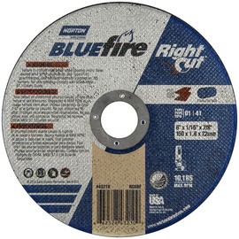 Norton® 6" X 1/16" X 7/8" BlueFire®/RightCut® Coarse Grit Zirconia Alumina Portable Type 01/41 Right Angle Cut Off Wheel
