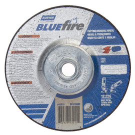 Norton® 5" X 1/8" X 5/8" - 11 BlueFire® Extra Coarse Grit Zirconia Alumina Type 27 Depressed Center Combination Wheel