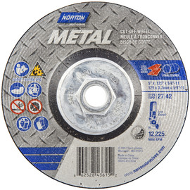 Norton® 5" X 1/8" X 5/8" - 11" Metal A AO Extra Coarse Grit Aluminum Oxide Type 27 Depressed Center Combination Wheel