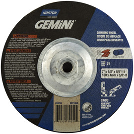 Norton® 7" X 1/8" X 5/8" - 11 Gemini® Extra Coarse Grit Aluminum Oxide Type 27 Depressed Center Combination Wheel