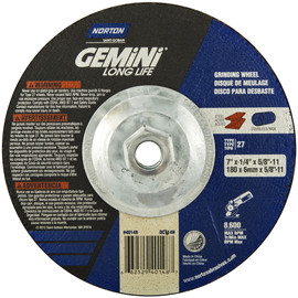 Norton® 7" X 1/4" X 5/8" - 11 Gemini® Extra Coarse Grit Aluminum Oxide Type 27 Depressed Center Grinding Wheel
