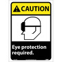 NMC™ 14" X 10" White .0045" Vinyl Personal Protective Equipment Sign "CAUTION Eye protection required."