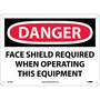 NMC™ 10" X 14" White .04" Aluminum Personal Protective Equipment Sign "DANGER FACE SHIELD REQUIRED WHEN OPERATING THIS EQUIPMENT"