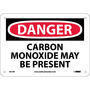NMC™ 7" X 10" White .05" Plastic Chemicals And Hazardous Material Sign "DANGER CARBON MONOXIDE MAY BE PRESENT"