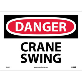 NMC™ 10" X 14" White .0045" Vinyl Machine And Operational Sign "DANGER CRANE SWING"