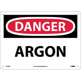 NMC™ 10" X 14" White .05" Plastic Chemicals And Hazardous Material Sign "DANGER ARGON"