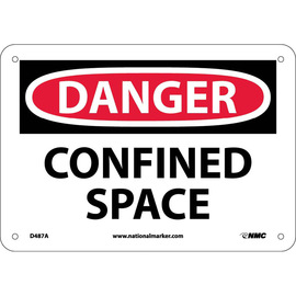 NMC™ 7" X 10" White .04" Aluminum Danger Sign "DANGER CONFINED SPACE"
