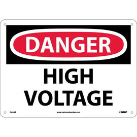 NMC™ 10" X 14" White .04" Aluminum Electrical Sign "DANGER HIGH VOLTAGE"