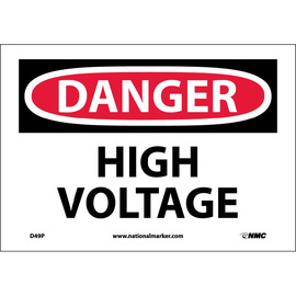 NMC™ 7" X 10" White .0045" Vinyl Electrical Sign "DANGER HIGH VOLTAGE"