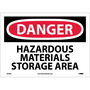 NMC™ 10" X 14" White .0045" Vinyl Chemicals And Hazardous Material Sign "DANGER HAZARDOUS MATERIALS STORAGE AREA"