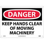 NMC™ 10" X 14" White .05" Plastic Machine And Operational Sign "DANGER KEEP HANDS CLEAR OF MOVING MACHINERY"
