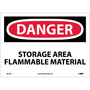 NMC™ 10" X 14" White .0045" Vinyl Chemicals And Hazardous Material Sign "DANGER STORAGE AREA FLAMMABLE MATERIAL"