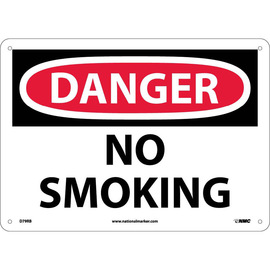 NMC™ 10" X 14" White .05" Plastic Smoking Control Sign "DANGER NO SMOKING"