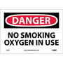 NMC™ 7" X 10" White .0045" Vinyl Smoking Control Sign "DANGER NO SMOKING OXYGEN IN USE"