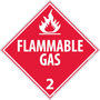 NMC™ 10 3/4" X 10 3/4" White .05" Plastic DOT Placard "FLAMMABLE GAS 2"