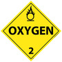 NMC™ 10 3/4" X 10 3/4" Yellow .05" Plastic DOT Placard "OXYGEN 2"