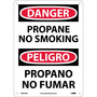 NMC™ 14" X 10" White .05" Plastic Bilingual Sign "PROPANE NO SMOKING PROPANO NO FUMAR"