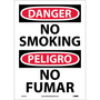 NMC™ 14" X 10" White .0045" Vinyl Bilingual Sign "DANGER NO SMOKING PELIGRO NO FUMAR"