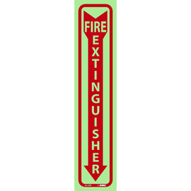 NMC™ 18" X 4" Phosphorescent .0045" Polyester Fire Extinguisher Sign "FIRE EXTINGUISHER"